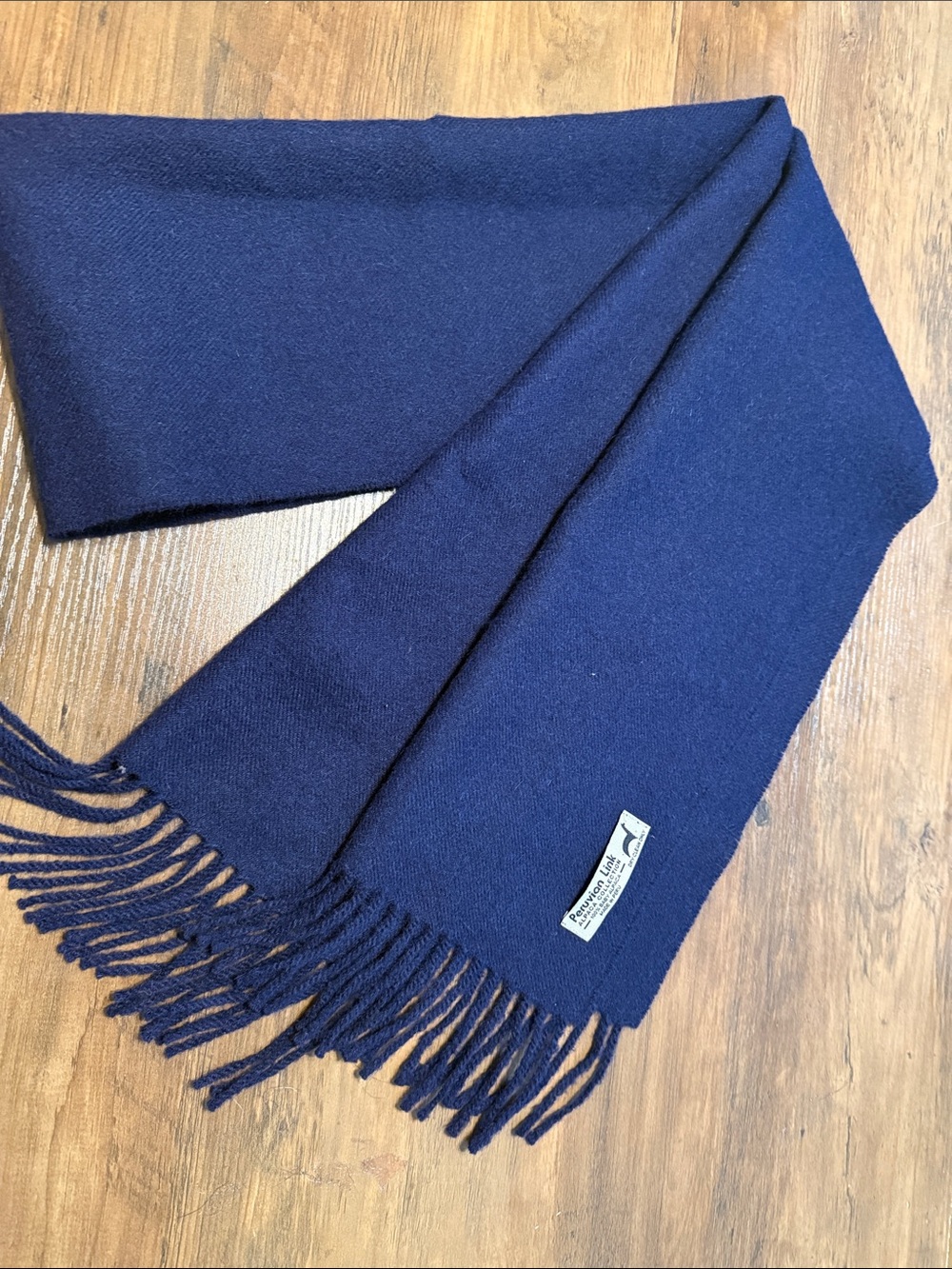 Classic Navy Fringed Scarf by Private Label
